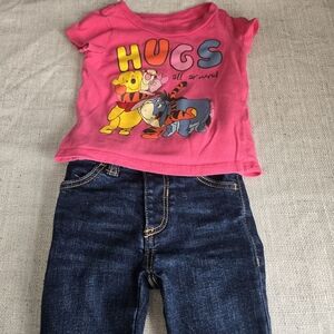 Baby Bundle - Disney Winnie The Pooh  Hot Pink Infant Tee With Pants